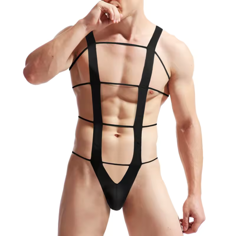 Sexy Underwear for Men Jockstraps Mens Transparent Underwear Strappy Bodysuit